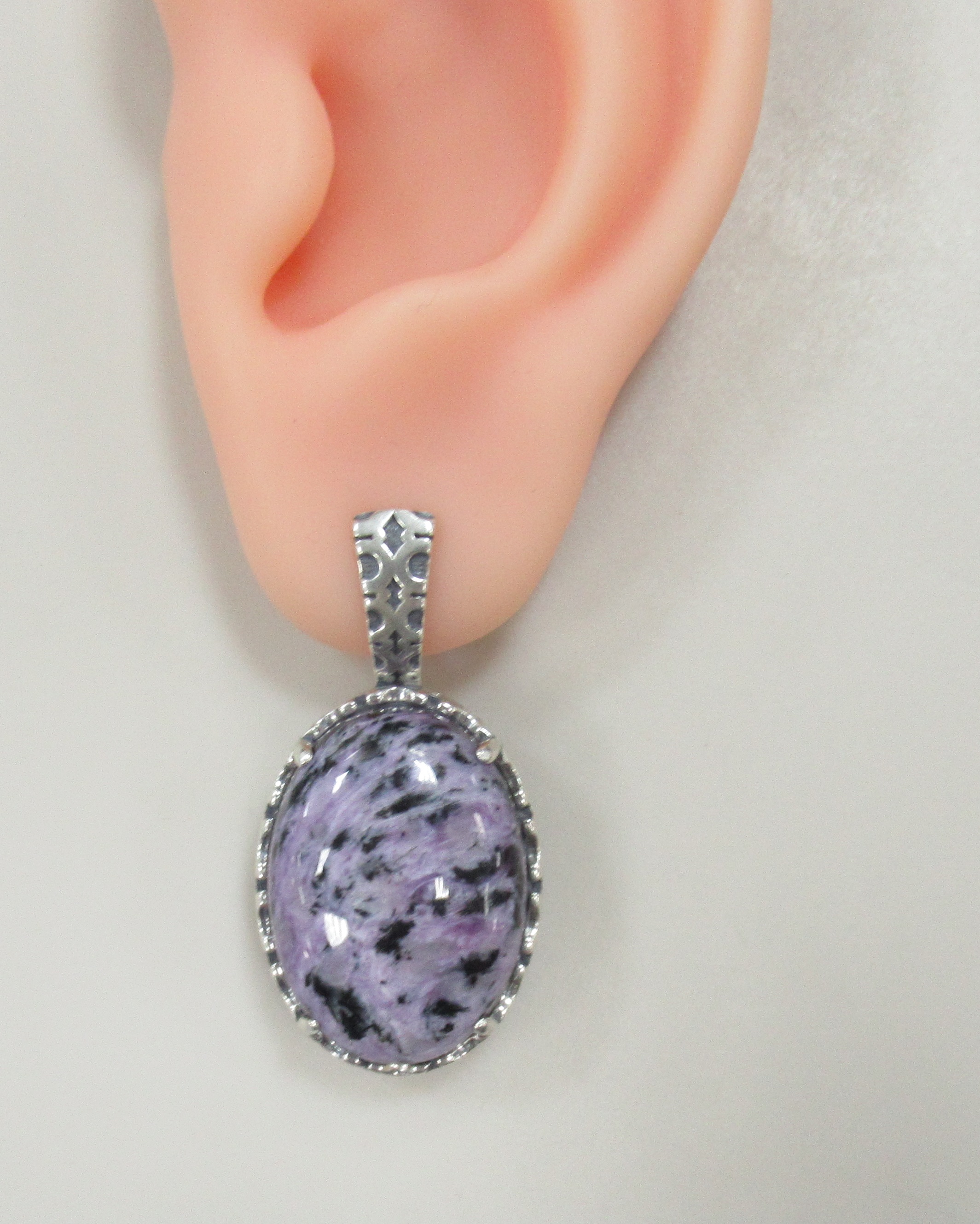 Серебряные серьги с чароитами